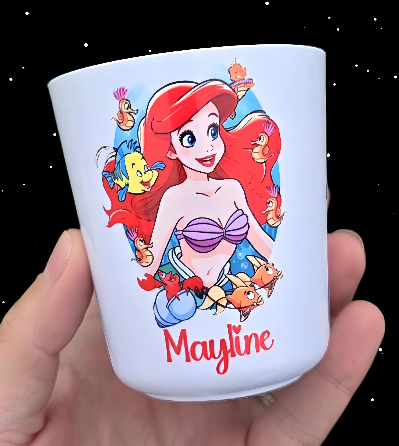 verre gobelet personnalisé ariel la petite sirène